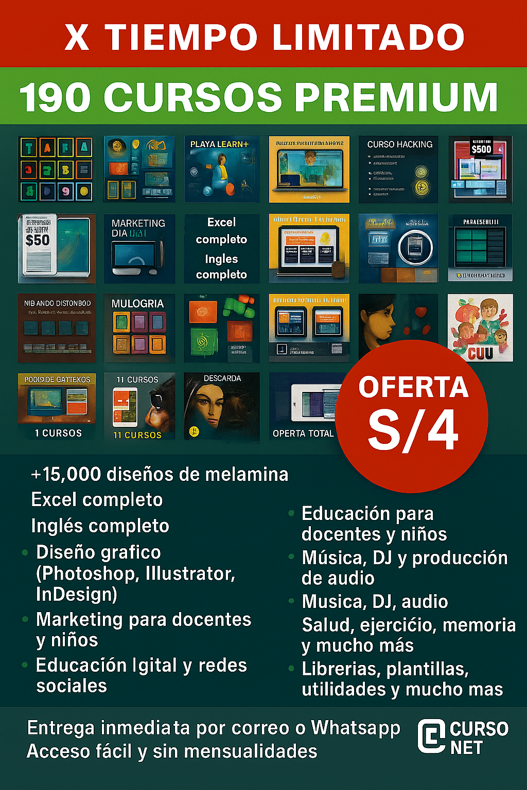 💥 PACK ÉPICO de 190 CURSOS DIGITALES por solo S/4 🔥